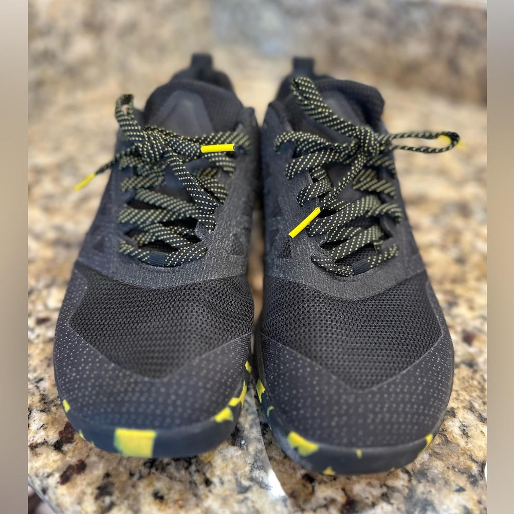 Reebok Nano 6 Black Athletic Shoes with Yellow Accents